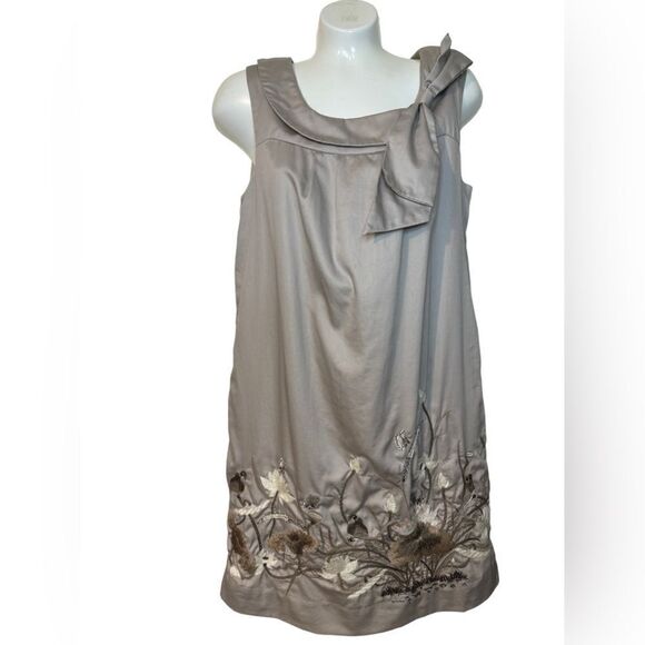 Anthropologie Floreat Embroidered Finch & Thistle Bow Shift Dress - Picture 2 of 11